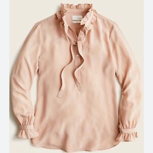 J. Crew Ruffled Silk Blouse - Light Pink
